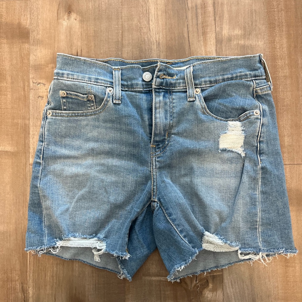Levi's Light Blue Distressed Jean Shorts